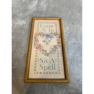 VTG Decor Wall Art "Come on In Sit A Spell" Beige Pink One Size